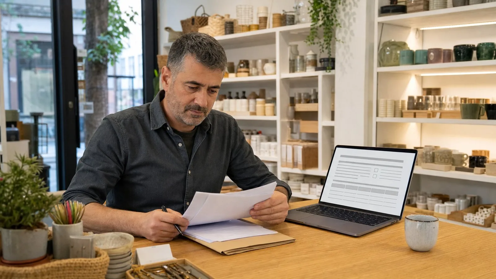 Vlasnik prodavnice priprema podatke za partnersku prijavu